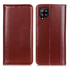 Leather Case Stands Flip Cover Holder M05L for Samsung Galaxy A22 4G Brown