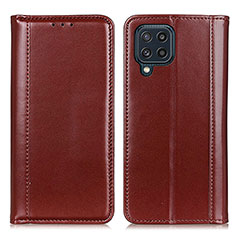 Leather Case Stands Flip Cover Holder M05L for Samsung Galaxy M32 4G Brown