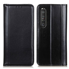 Leather Case Stands Flip Cover Holder M05L for Sony Xperia 1 III Black