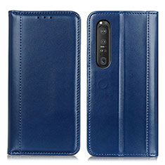 Leather Case Stands Flip Cover Holder M05L for Sony Xperia 1 III Blue