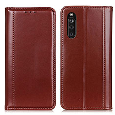 Leather Case Stands Flip Cover Holder M05L for Sony Xperia 10 III Lite Brown