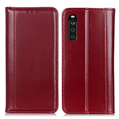 Leather Case Stands Flip Cover Holder M05L for Sony Xperia 10 III Lite Red