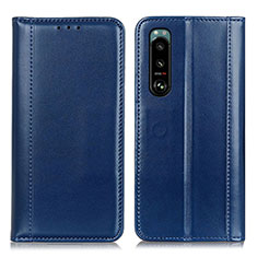 Leather Case Stands Flip Cover Holder M05L for Sony Xperia 5 III Blue