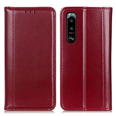 Leather Case Stands Flip Cover Holder M05L for Sony Xperia 5 III Red