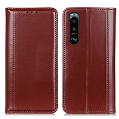 Leather Case Stands Flip Cover Holder M05L for Sony Xperia 5 III SO-53B Brown