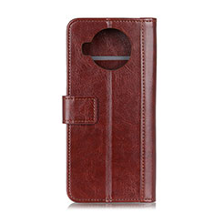 Leather Case Stands Flip Cover Holder M05L for Xiaomi Mi 10i 5G Brown