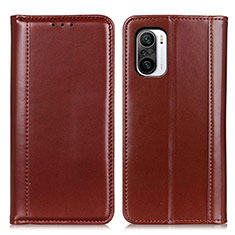 Leather Case Stands Flip Cover Holder M05L for Xiaomi Mi 11i 5G Brown