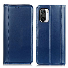 Leather Case Stands Flip Cover Holder M05L for Xiaomi Poco F3 5G Blue