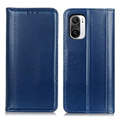 Leather Case Stands Flip Cover Holder M05L for Xiaomi Redmi K40 5G Blue