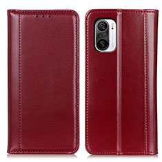 Leather Case Stands Flip Cover Holder M05L for Xiaomi Redmi K40 5G Red