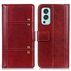 Leather Case Stands Flip Cover Holder M06L for OnePlus Nord 2 5G Red