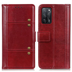 Leather Case Stands Flip Cover Holder M06L for Oppo A55 5G Red