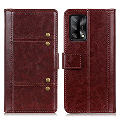 Leather Case Stands Flip Cover Holder M06L for Oppo A74 4G Brown