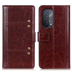 Leather Case Stands Flip Cover Holder M06L for Oppo A93 5G Brown