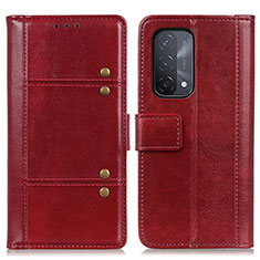 Leather Case Stands Flip Cover Holder M06L for Oppo A93 5G Red