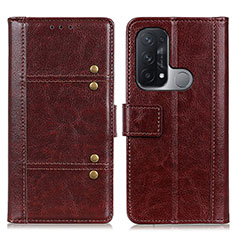 Leather Case Stands Flip Cover Holder M06L for Oppo Reno5 A Brown