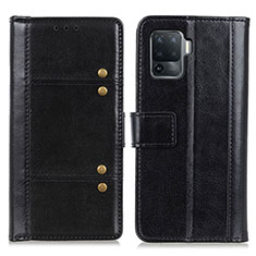Leather Case Stands Flip Cover Holder M06L for Oppo Reno5 F Black