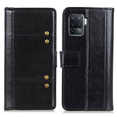 Leather Case Stands Flip Cover Holder M06L for Oppo Reno5 Lite Black