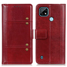 Leather Case Stands Flip Cover Holder M06L for Realme C21 Red