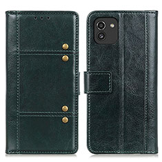 Leather Case Stands Flip Cover Holder M06L for Samsung Galaxy A03 Green