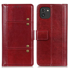 Leather Case Stands Flip Cover Holder M06L for Samsung Galaxy A03 Red