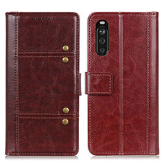 Leather Case Stands Flip Cover Holder M06L for Sony Xperia 10 III Lite Brown