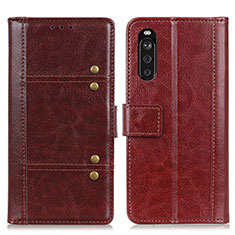 Leather Case Stands Flip Cover Holder M06L for Sony Xperia 10 III SOG04 Brown