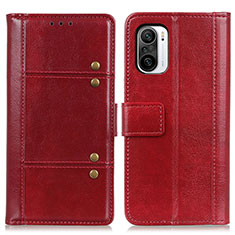 Leather Case Stands Flip Cover Holder M06L for Xiaomi Poco F3 5G Red