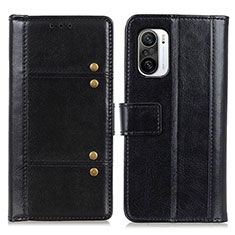 Leather Case Stands Flip Cover Holder M06L for Xiaomi Redmi K40 Pro 5G Black