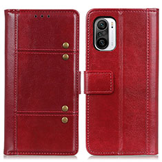 Leather Case Stands Flip Cover Holder M06L for Xiaomi Redmi K40 Pro 5G Red