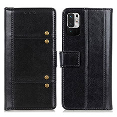 Leather Case Stands Flip Cover Holder M06L for Xiaomi Redmi Note 10 JE 5G Black