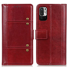 Leather Case Stands Flip Cover Holder M06L for Xiaomi Redmi Note 10 JE 5G Red