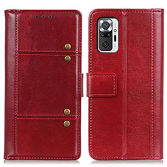 Leather Case Stands Flip Cover Holder M06L for Xiaomi Redmi Note 10 Pro 4G Red