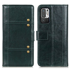 Leather Case Stands Flip Cover Holder M06L for Xiaomi Redmi Note 10T 5G Green