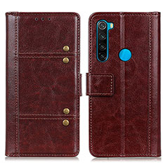 Leather Case Stands Flip Cover Holder M06L for Xiaomi Redmi Note 8 (2021) Brown