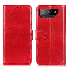 Leather Case Stands Flip Cover Holder M07L for Asus ROG Phone 7 Pro Red