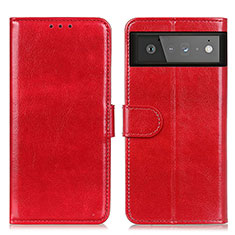 Leather Case Stands Flip Cover Holder M07L for Google Pixel 6 5G Red