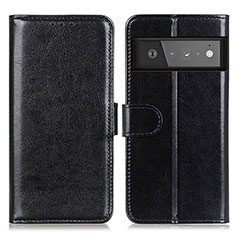 Leather Case Stands Flip Cover Holder M07L for Google Pixel 6 Pro 5G Black