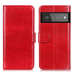 Leather Case Stands Flip Cover Holder M07L for Google Pixel 6 Pro 5G Red
