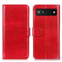 Leather Case Stands Flip Cover Holder M07L for Google Pixel 6a 5G Red
