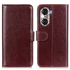 Leather Case Stands Flip Cover Holder M07L for Huawei Honor 60 5G Brown