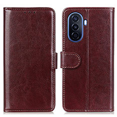 Leather Case Stands Flip Cover Holder M07L for Huawei Nova Y71 Brown