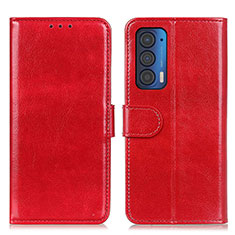 Leather Case Stands Flip Cover Holder M07L for Motorola Moto Edge (2021) 5G Red