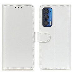 Leather Case Stands Flip Cover Holder M07L for Motorola Moto Edge (2021) 5G White