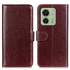 Leather Case Stands Flip Cover Holder M07L for Motorola Moto Edge 40 5G Brown