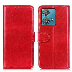 Leather Case Stands Flip Cover Holder M07L for Motorola Moto Edge 40 Neo 5G Red