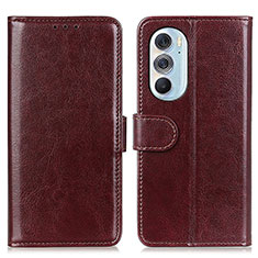 Leather Case Stands Flip Cover Holder M07L for Motorola Moto Edge X30 5G Brown