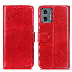 Leather Case Stands Flip Cover Holder M07L for Motorola Moto G 5G (2023) Red