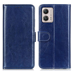 Leather Case Stands Flip Cover Holder M07L for Motorola Moto G53j 5G Blue