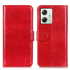 Leather Case Stands Flip Cover Holder M07L for Motorola Moto G54 5G Red